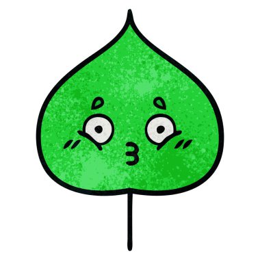 Retro grunge doku karikatür ekspresiyon yaprak