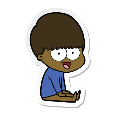 bir mutlu çizgi film çocuk etiket