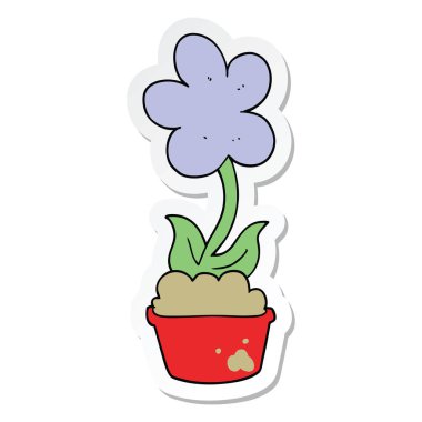 etiket bir sevimli çizgi çiçek