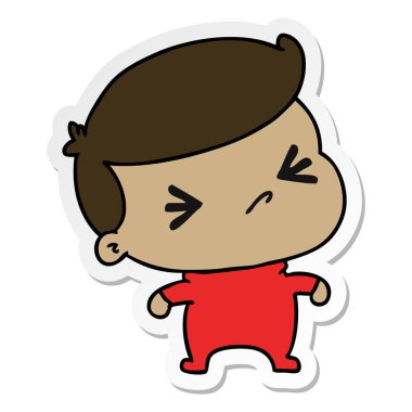 etiket karikatür bir kawaii şirin bebek çapraz