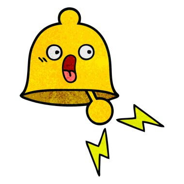 Retro grunge doku karikatür bir zil çan