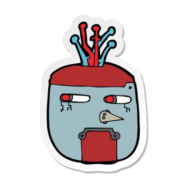 etiket bir karikatür altın robot baş