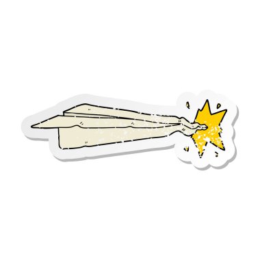 bir çizgi film kağıt uçak sıkıntılı etiket