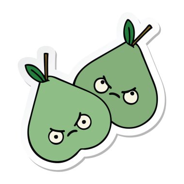 sevimli çizgi yeşil armut etiket
