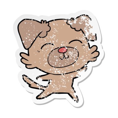 sıkıntılı etiket bir karikatür köpek