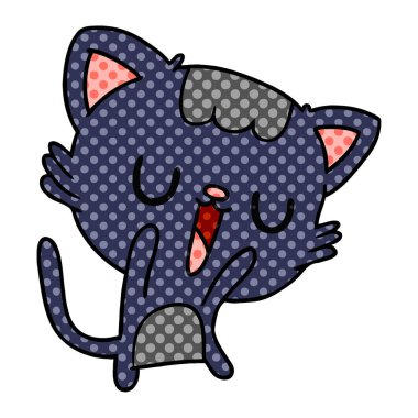 serbest el çekilmiş çizgi film sevimli kawaii kedi