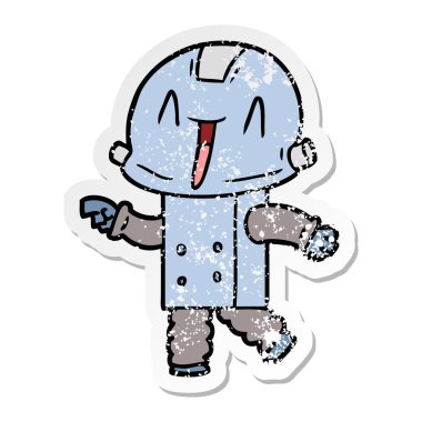 bir çizgi film robot sıkıntılı etiket