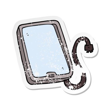 bir çizgi film bilgisayar Tablet sıkıntılı etiket