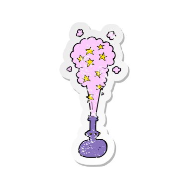 çizgi film sihirli bir iksir Retro sıkıntılı etiket