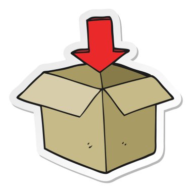 etiket ok ile bir çizgi film kutusunun depolama sembol indir