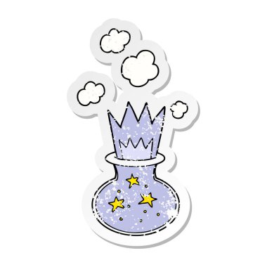 bir çizgi film sihirli iksiri sıkıntılı etiket