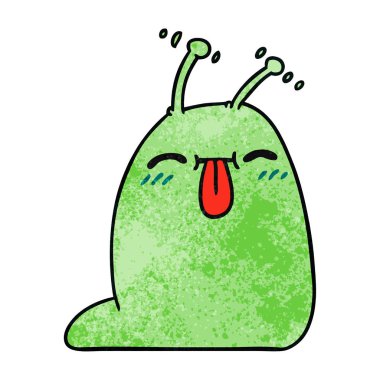 bir mutlu kawaii sülük, serbest el çekilmiş dokulu çizgi film