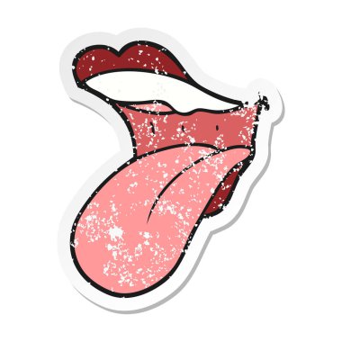 dilini bir karikatür ağız Retro sıkıntılı etiket