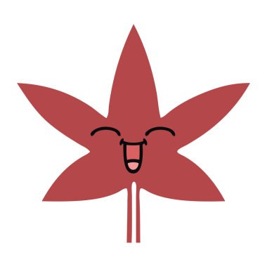 düz renk sonbahar yaprak retro çizgi film