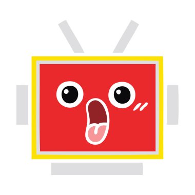 düz renk retro karikatür bir robot baş