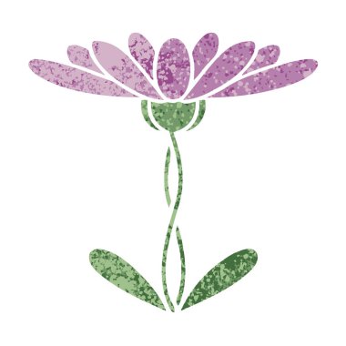 Retro illüstrasyon stil karikatür bir çiçek