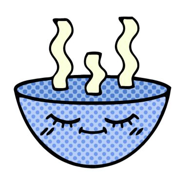 çizgi roman tarzı karikatür bir kase sıcak çorba