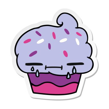 serbest el çekilmiş etiket karikatür, ağlayan kek