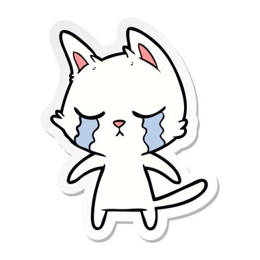 etiket ağlayan bir karikatür kedi