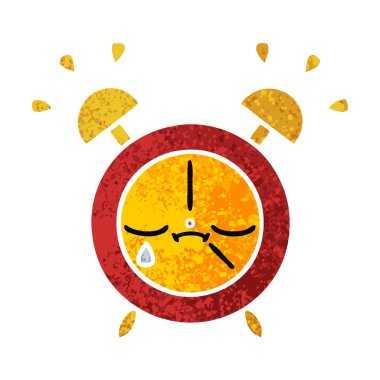 Retro illüstrasyon tarzı çizgi film çalar saat