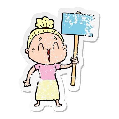 bir karikatür mutlu yaşlı bayan sıkıntılı etiket