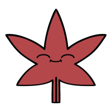 sevimli çizgi bir sonbahar yaprak