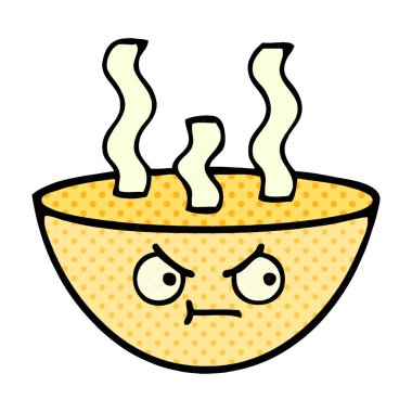 çizgi roman tarzı karikatür bir kase sıcak çorba