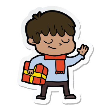 etiket bir karikatür mutlu çocuk