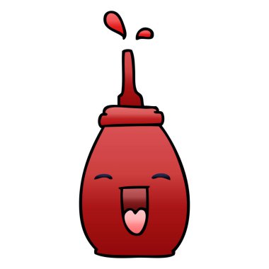 ilginç degrade gölgeli karikatür mutlu kırmızı sos