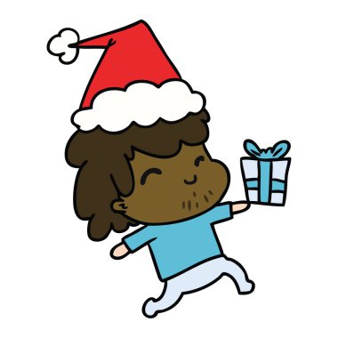 Noel karikatür kawaii çocuğun el çekilmiş