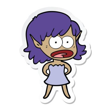 bir çizgi film şok elf Girl etiketi