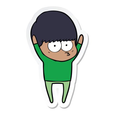 etiket uzanan bir çizgi film çocuk