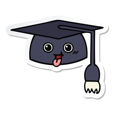 etiket sevimli çizgi mezuniyet şapka