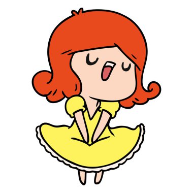 bir şirin şarkı kawaii kız çizgi film gösterimi