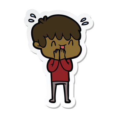 etiket bir karikatür gülen çocuk