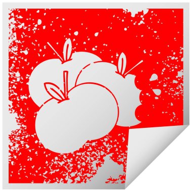 sıkıntılı kare etiketi simgesi sulu elma soyma