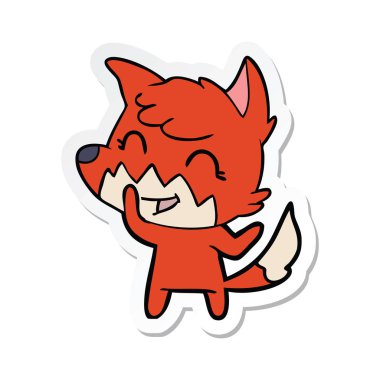 etiket mutlu karikatür tilki