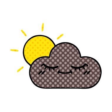 çizgi roman tarzı karikatür bir fırtına bulutu ve güneş