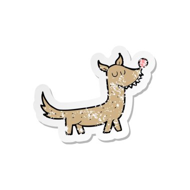 Retro sıkıntılı etiket bir karikatür köpek