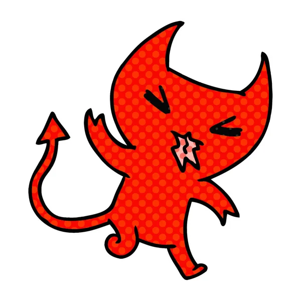 Kawaii Şirin Iblis Karikatür Çizimi — Stok Vektör
