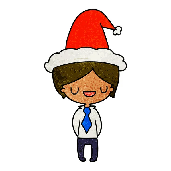 Kerst getextureerde cartoon van kawaii jongen — Stockvector