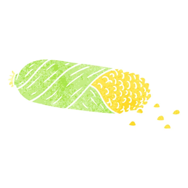 Retro cartoon doodle van verse maïs op de kolf — Stockvector