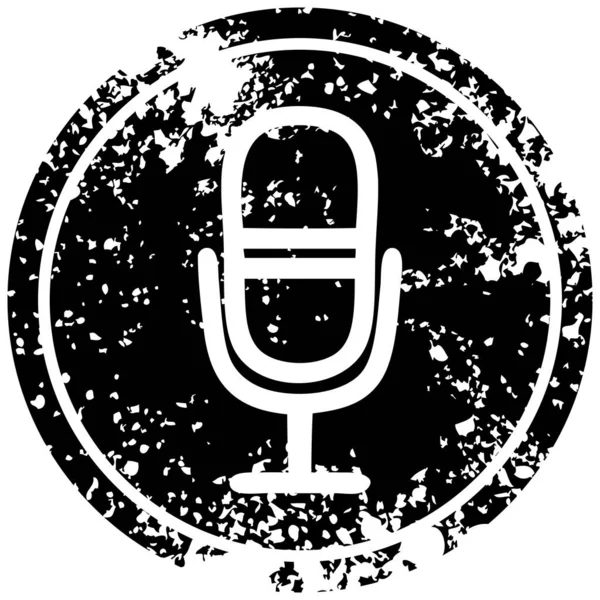 Microphone Recording Distressed Icon Symbol — Stock Vector