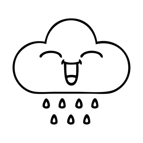 Line Drawing Cartoon Rain Cloud — Stock Vector