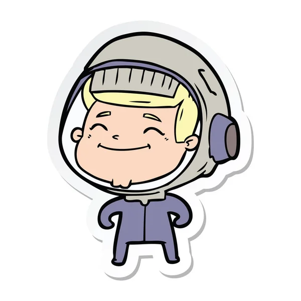Etiqueta Astronauta Desenhos Animados Feliz —  Vetores de Stock