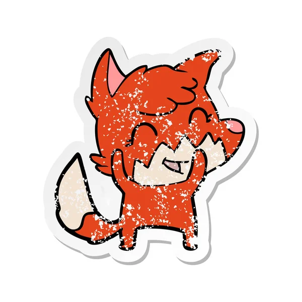 mutlu karikatür tilki, sıkıntılı etiket