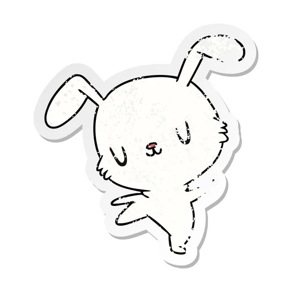 Distressed Sticker Cartoon Illustration Kawaii Cute Furry Bunny — Stock Vector