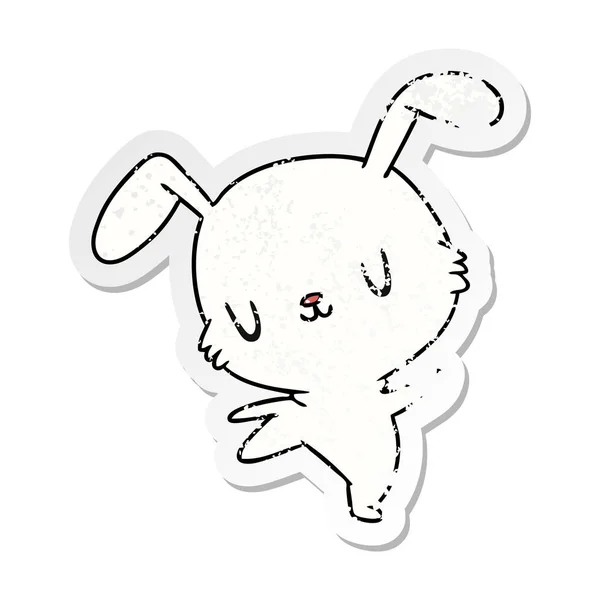 Angustiado Adesivo Desenho Animado Ilustração Kawaii Bonito Peludo Coelho —  Vetores de Stock