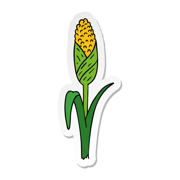 Hand Drawn Sticker Cartoon Doodle Fresh Corn Cob — Stock Vector