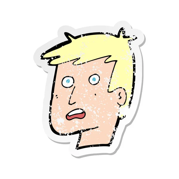 Retro Distressed Sticker Cartoon Unhappy Face — Stock Vector